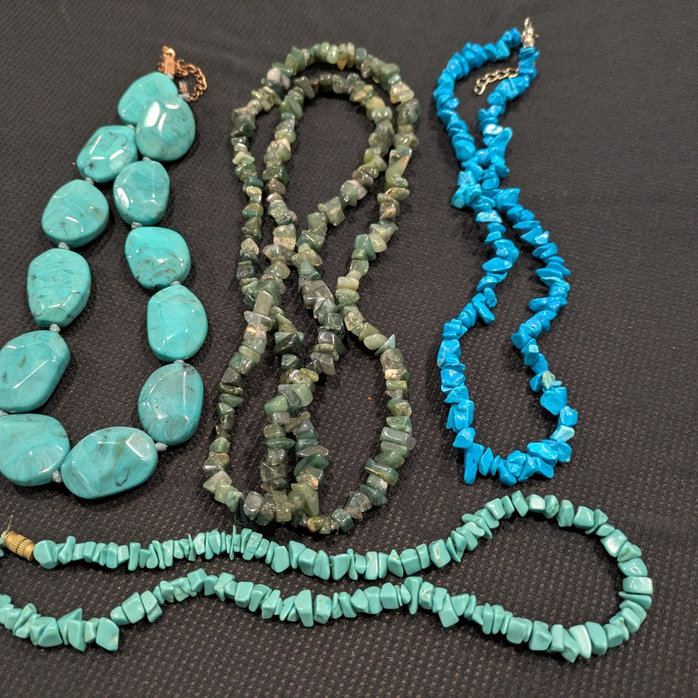 Chic Turquoise and Green Necklace Collection Set Of 4